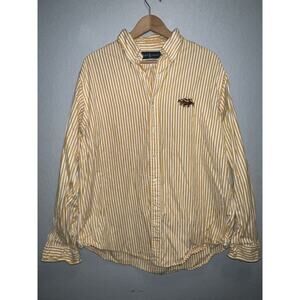 Polo Ralph Lauren Mens XL Triple Pony Button Down White Yellow Stripped Stampede